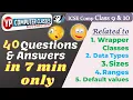 Wrapper class in java data types Size Range Default Values in Java icse computer class 10