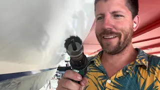 I screw up while drilling more holes in the boat