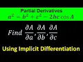 Partial derivatives - Implicit differentiation from Cosine Law