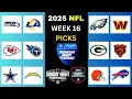 2025 NFL WEEK 16 GAME PICKS FULL WEEK PREDICTIONS