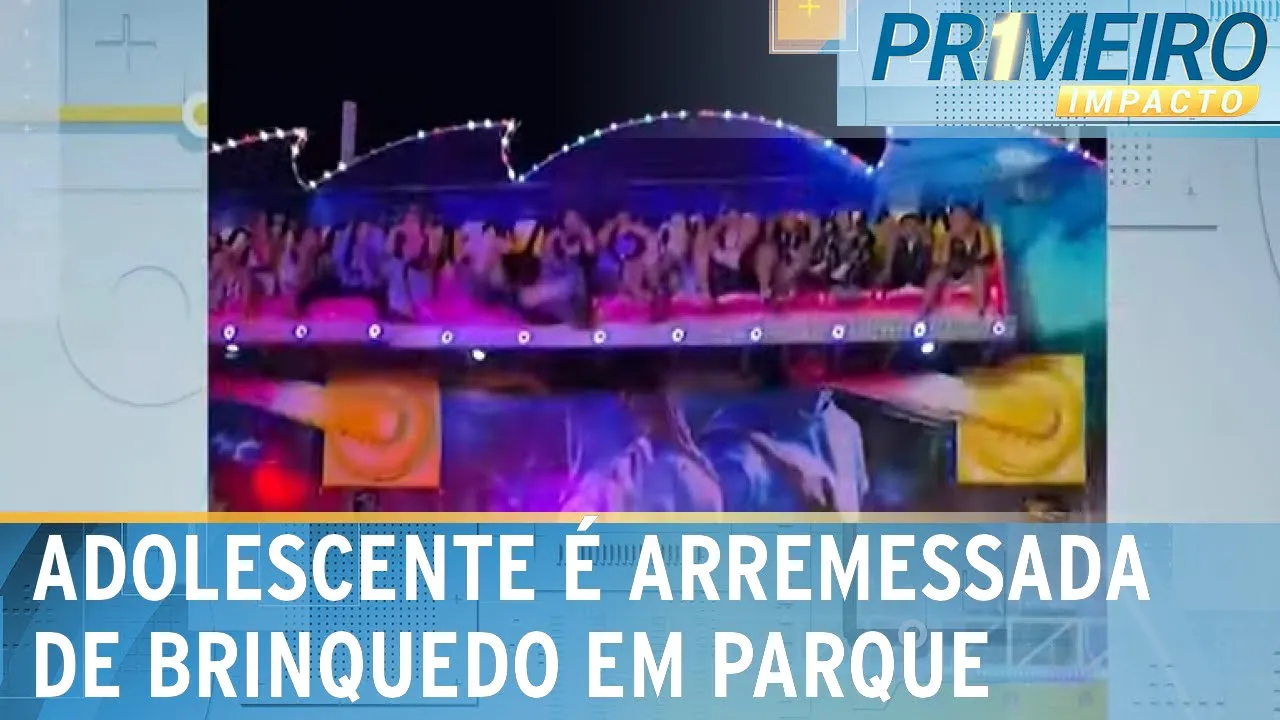 Jovem é arremessada de brinquedo em parque de diversões | Primeiro Impacto (20/10/23)