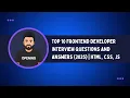 Top 10 Frontend Developer Interview Questions and Answers 2025 HTML CSS JS