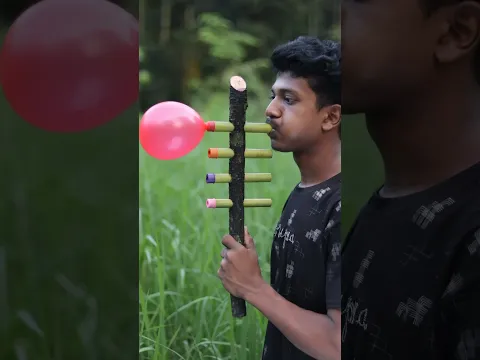 Creative Bamboo Craft with Four Colorful Balloons