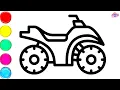 Quad Bike Drawing and Colouring for Kids and Toodlers Learn easy way to Drawing