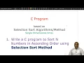 C Program Selection Sort Selection Sort Algorithm