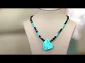 Jay King Black Chalcedony Bead and Turquoise Heart Necklace