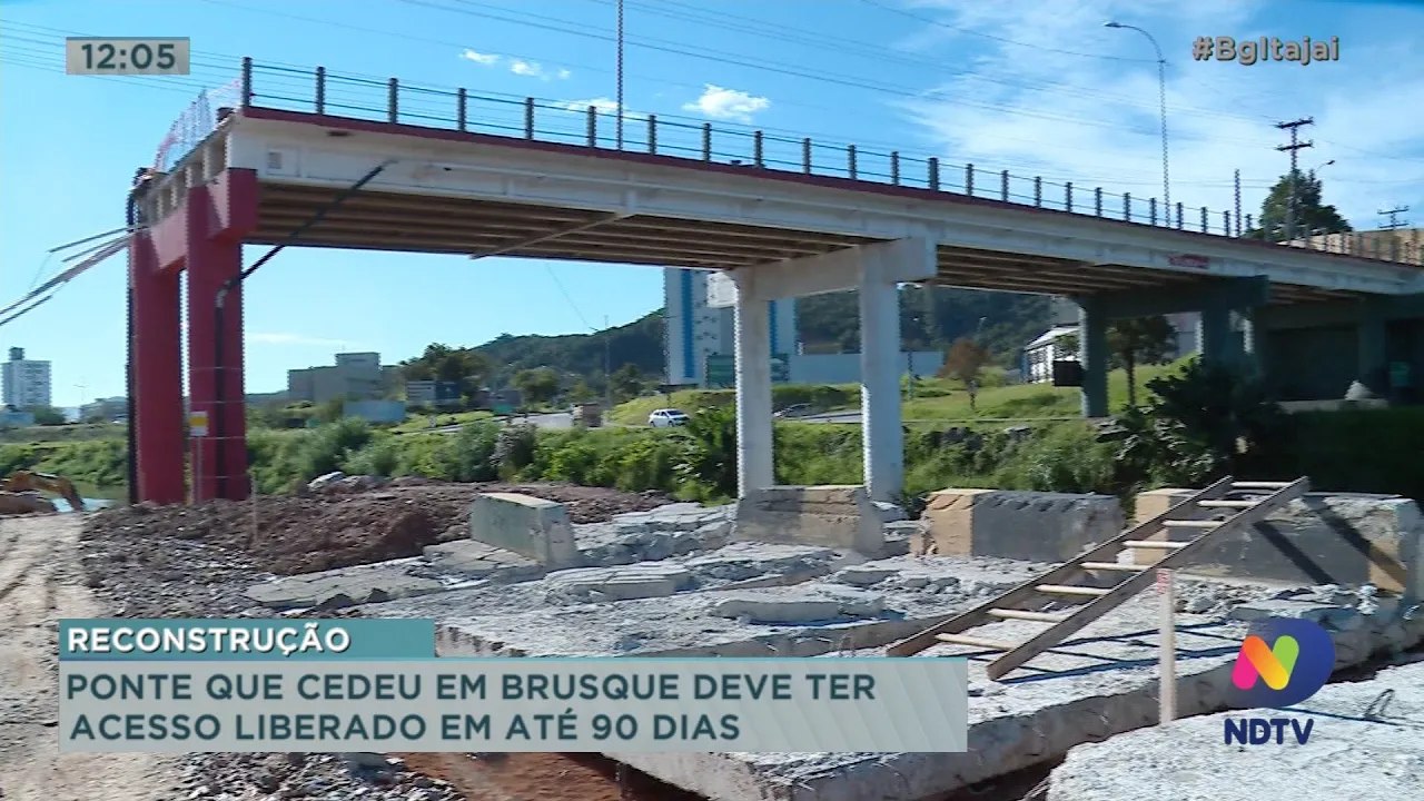 Ponte que cedeu em Brusque deve ter acesso liberado em até 90 dias