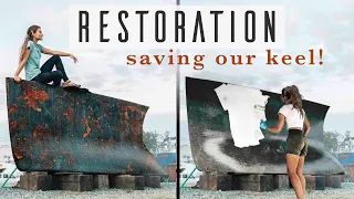 SALVAGING our Sailboat’s KEEL. It’s time to Media Blast! | Expedition Evans 19