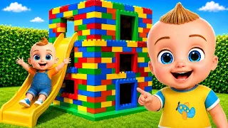 Kids built GIANT Lego House with colorful toy blocks!