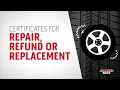 Certificates for Repair Refund or Replacement