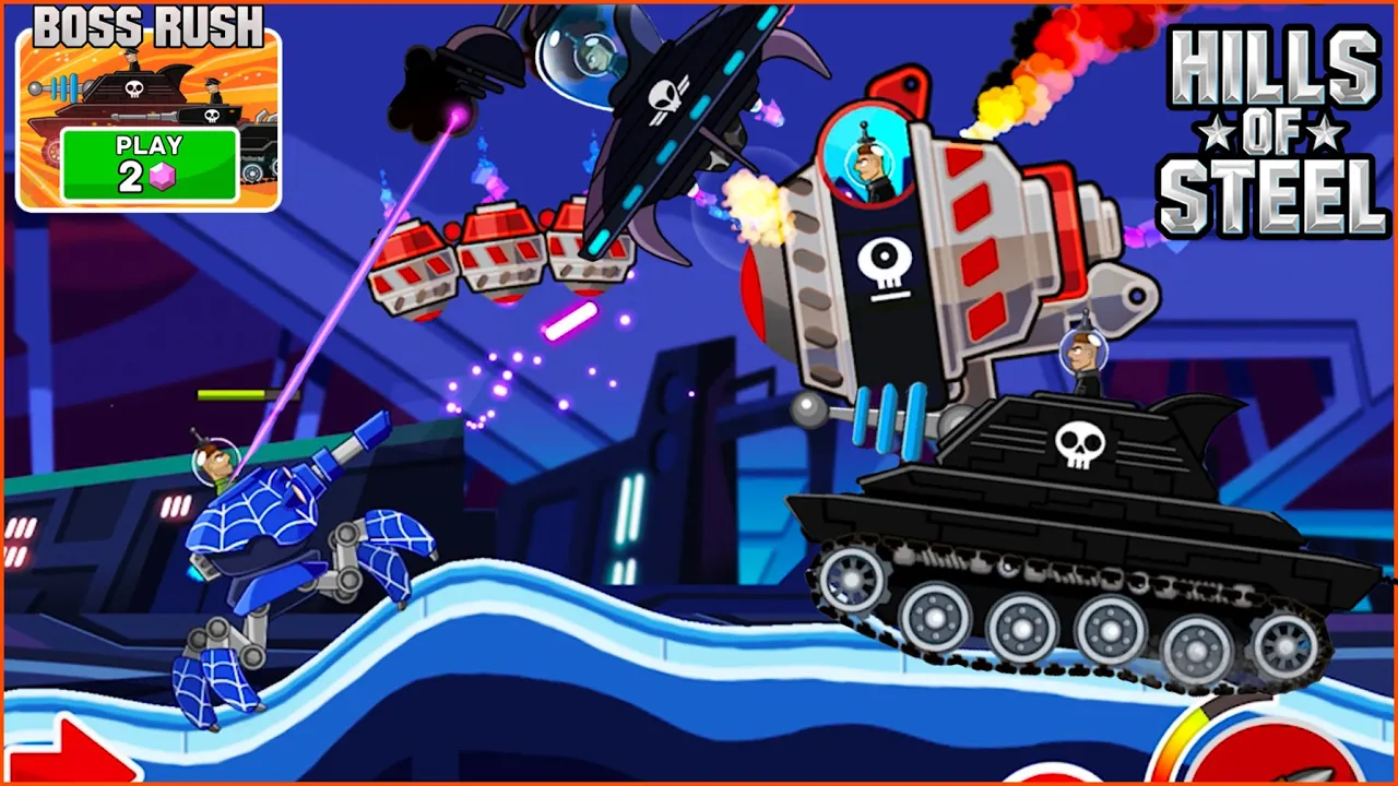 Game Xe Tăng Bắn Nhau - Arachno Tank Max Vs All Bosses Tank| Tank For Mobile| Hills Of Steel