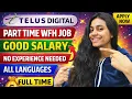 TELUS Digital Part Time Work From Home Job 2026 Online Data Analyst Bulk Hiring 1000 Openings