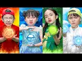 Fire Water Air And Earth Four Elements To Fight Evil Witch - FNF Vs Squid Game Real Life