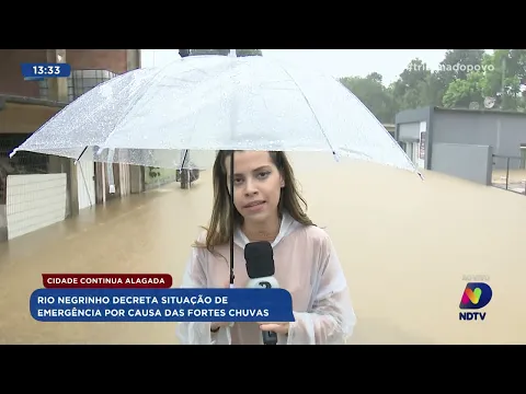 Cidade continua alagada: Rio Negrinho decreta situação de emergência por causa das fortes chuvas