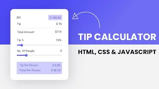 Tip Calculator HTML CSS Javascript Code With Developer