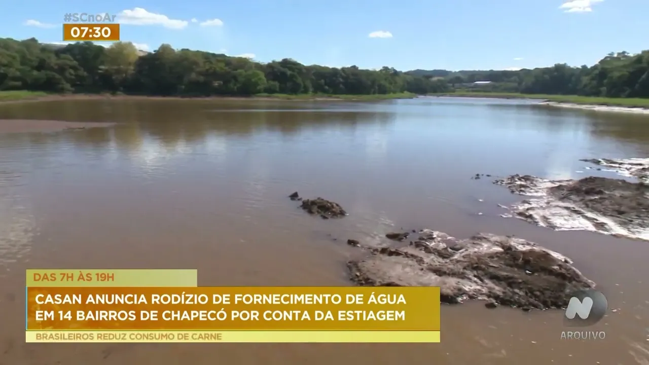Casan anuncia rodízio de fornecimento de água em 14 bairros de Chapecó, por conta da estiagem