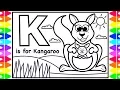 ABC Alphabet Coloring Pages for Kids K is for Kangaroo Fun Coloring Pages with Colored Markers