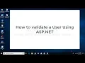 ASP NET - How to Validate User Using Password