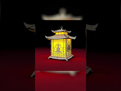 Pagoda Lantern Light Laser Cut with Buddha and Lotus Candle Holder Lamp