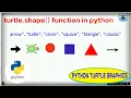 turtle shape Function in Python Turtle Graphics How much type shapes and how to add in python