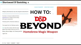 How to make a magic weapon using D D Beyond