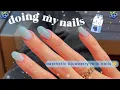 gel manicure process from start to finish aesthetic blueberry milk nails professional nail tech
