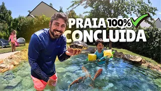 TOMANDO BANHO EM NOSSA PRAIA PELA PRIMEIRA VEZ | Reforma do lago - Ep. 17