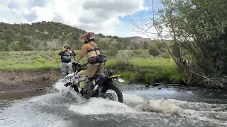 Van Kinchen crossing creek on his Husky 501 somewhere Northeast of South Fork CO