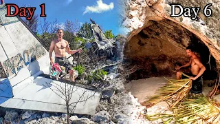 Plane Crash Island Survival (Primitive Cave Shelter Challenge) [ASMR Satisfying Build]