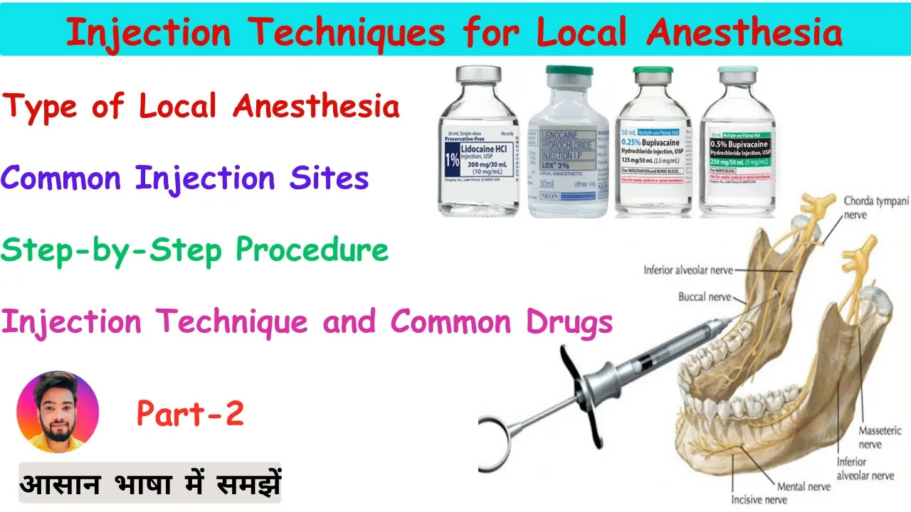 Local Anesthesia Injection Techniques in Hindi : Nerve blocks, Sites, Safety & Procedure