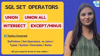 SQL Set Operators Explained UNION UNION ALL INTERSECT EXCEPT MINUS SQL TUTORIAL