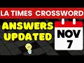 LA Times Crossword Puzzle Answers for November 7 2024 LA Times Thursday Crossword Nov 7 2024