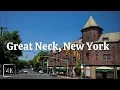 Great Neck village Long Island New York Walking Tour 4K