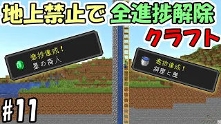 マインクラフト 11 地上禁止で全進捗解除クラフト 星の商人 洞窟と崖チャレンジ マイクラ 