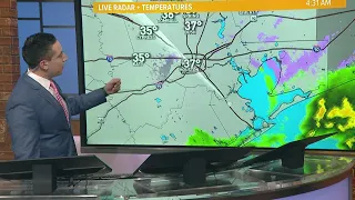 Houston weather Rain and sleet near the coast warming later today