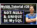 Not Null and Unique in SQL Constraints Unique Not Null MySQL