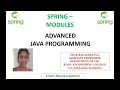 Spring Modules Advanced Java Programming Mrs K Balasaranya RMDEC