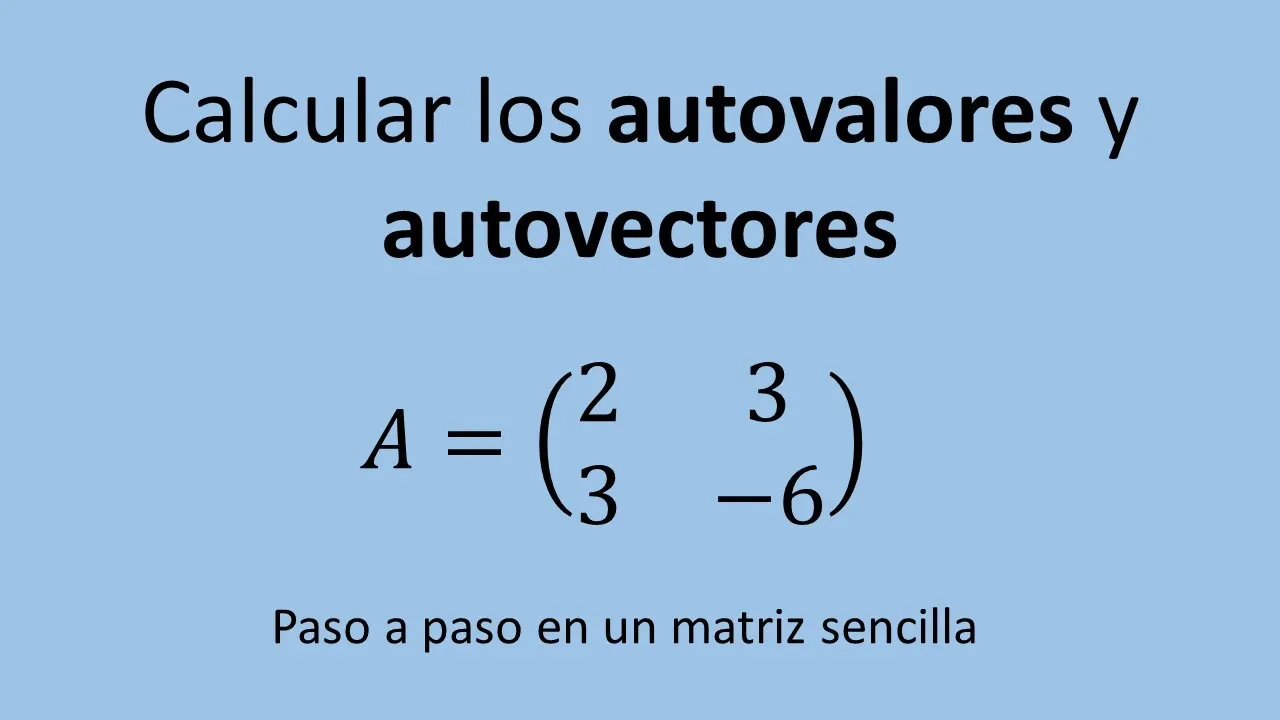 Cálculo Autovalores y Autovectores 2x2 - Ejemplo 01