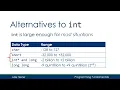 Integer data types of different sizes short int long unsigned