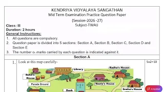 Class-3 TWAU (EVS) / Half Yearly Exam 2026-27 Question Paper Term-1 / Mid Term PM SHRI KVS