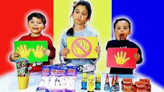 تحدي الاكل بيد  يدين  بدون يد مع منار وإخوانها    دندنها