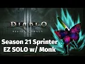 Monk SOLO Sprinter Conquest for Season 21 in Diablo 3