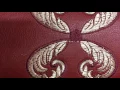 Brick Red Gold Embroidery Faux Leather Vinyl Upholstery Fabric By The Yard 54 W