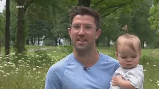 Dad runs 4-minute 17-second mile while pushing daughter in stroller
