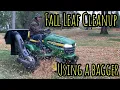 Fall leaf cleanup using a bagger