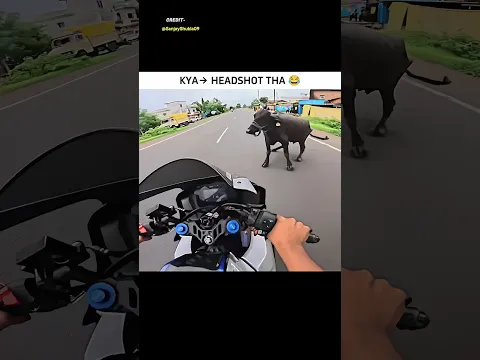 💥 KYA→ HEADSHOT THA BHAI 😂#funny #viral #motvlog #rider #cow #r15v4 #tranding #video