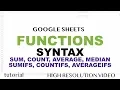 Google Sheets - Functions Tutorial