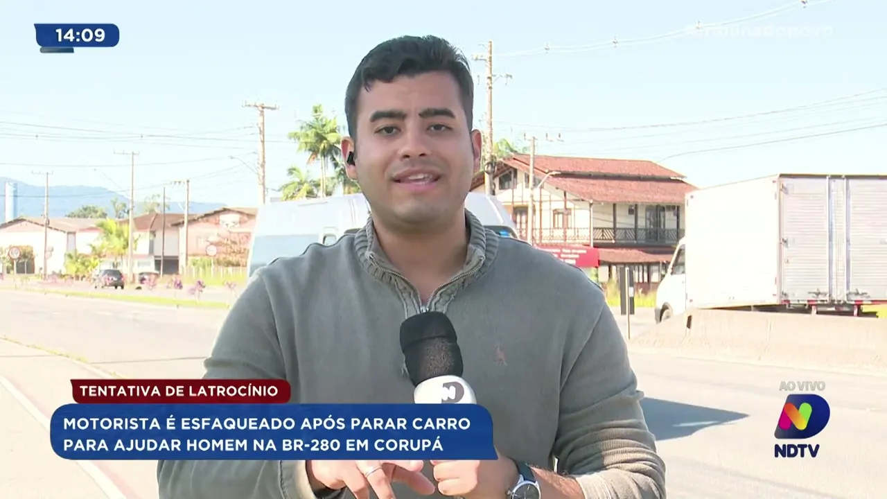 Tentativa de latrocínio: motorista é esfaqueado após parar carro para ajudar homem na BR-280