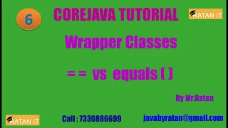 core java Tutorial Wrapper Classes -6 vs equals method BY Ratan Sir