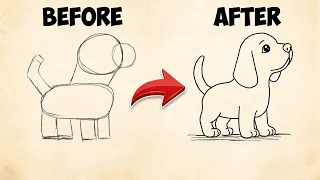 Çok kolay köpek çizimi || adım adım eğitim videosu ￼🐶🐶